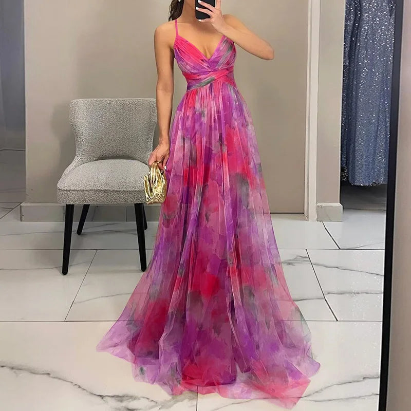 Women's Wedding Guest Dress with Spaghetti Straps | Maxi