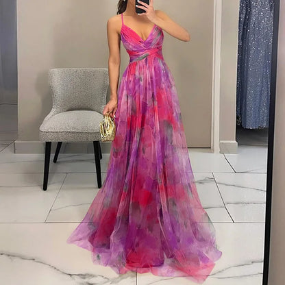 Women's Wedding Guest Dress with Spaghetti Straps | Maxi
