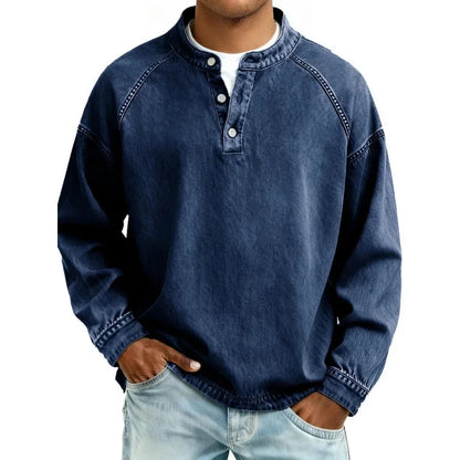 Men's Vintage Washed Henley Shirt | Long Sleeve