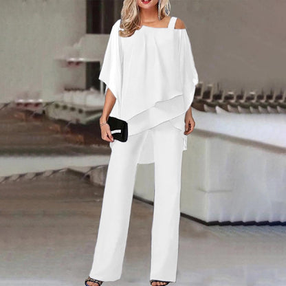 Women's Asymmetrical Blouse and Long Pants | 2-Piece