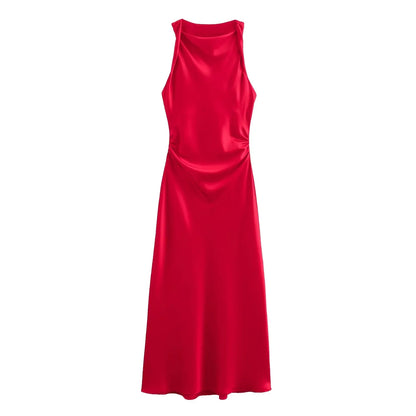 Women's Cowl Neck Sleeveless Cocktail Dress | Midi