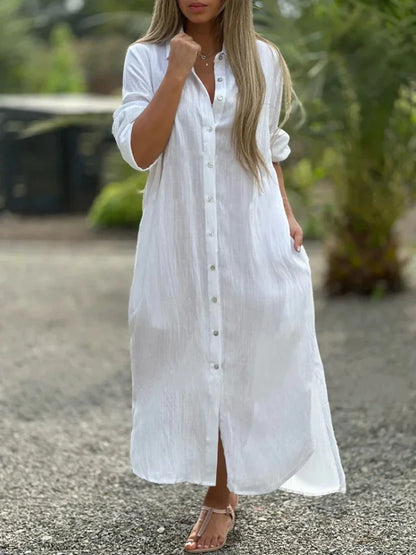 Women's Long Sleeve Summer Shirt Dress | Maxi