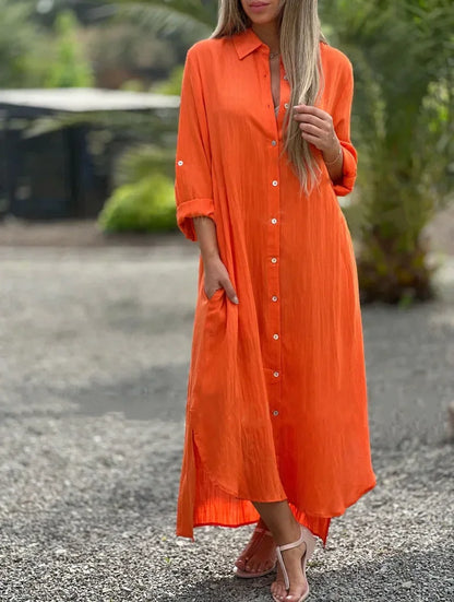 Women's Long Sleeve Summer Shirt Dress | Maxi