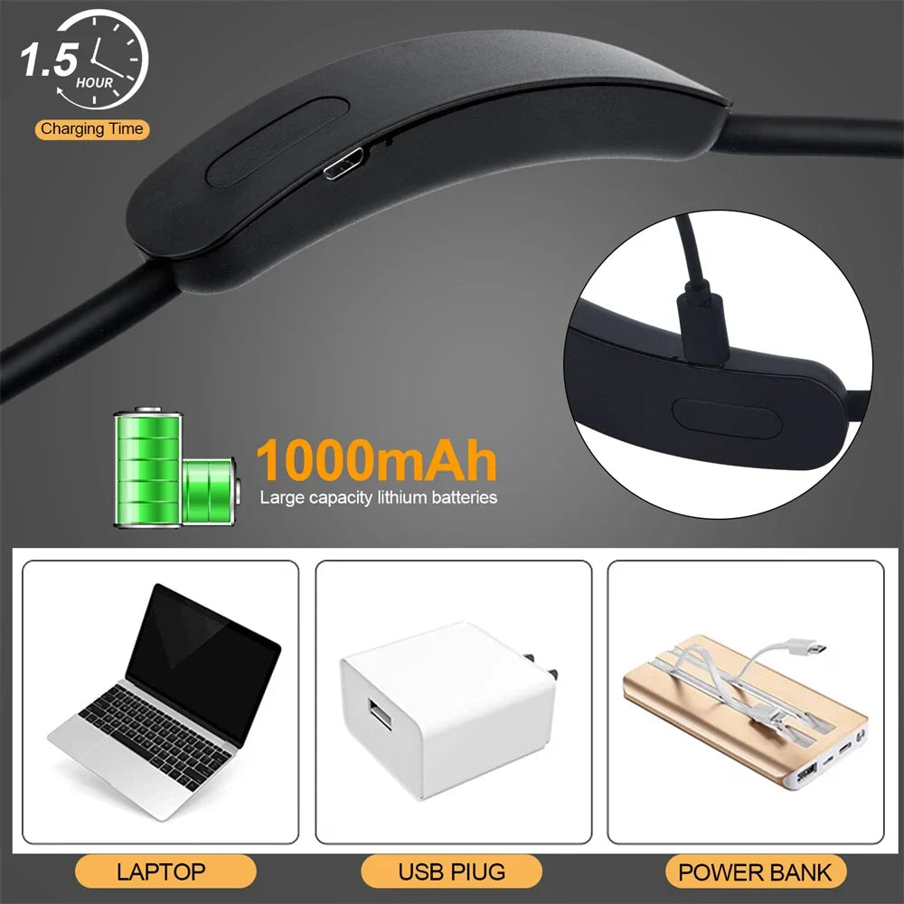 Rechargeable LED Neck Light | USB Powered | 3 Light Colors & Adjustable Brightness | Flexible & Portable Design
