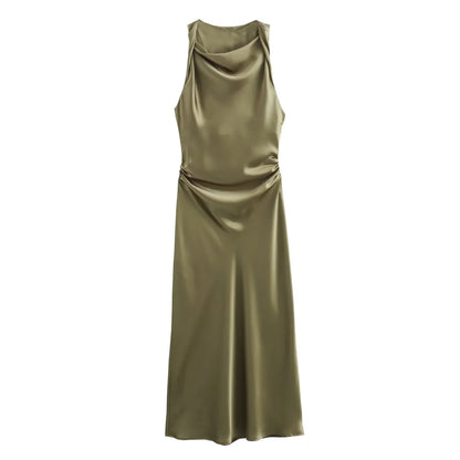 Women's Cowl Neck Sleeveless Cocktail Dress | Midi