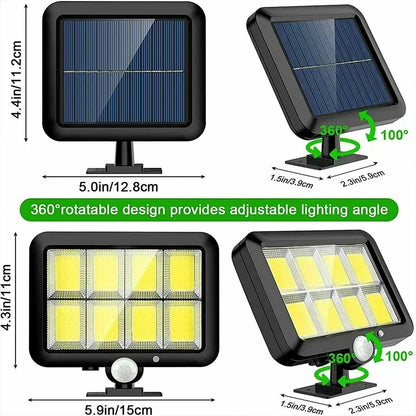 100 COB LED Solar Light | IP65 | Motion Sensor & 3 Modes | Wireless Outdoor Lighting
