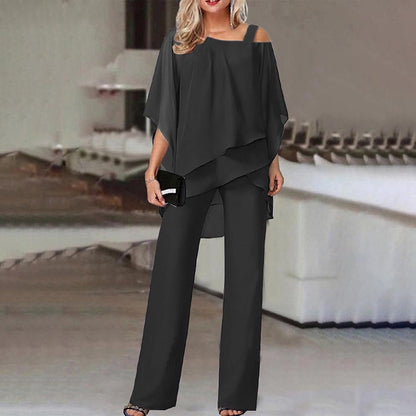 Women's Asymmetrical Blouse and Long Pants | 2-Piece