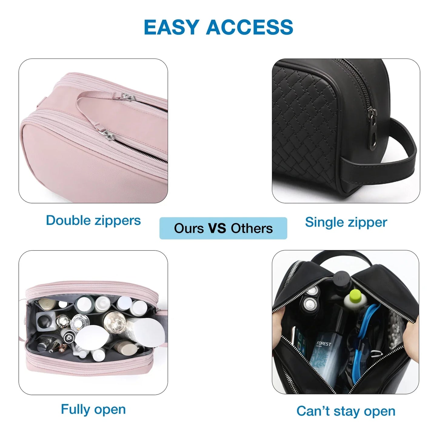 Waterproof Cosmetic Bag for Men & Women | Lightweight Toiletry Bag in S/M/L | Travel Accessories for Toiletries & Makeup | Unisex Travel Organizer