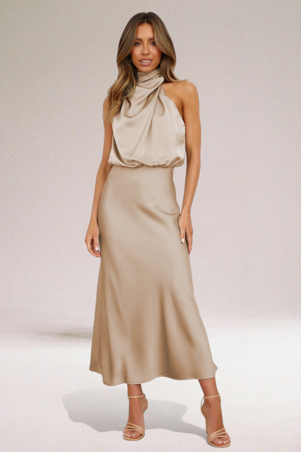 Women's High-Neck Wedding Guest Dress | Maxi