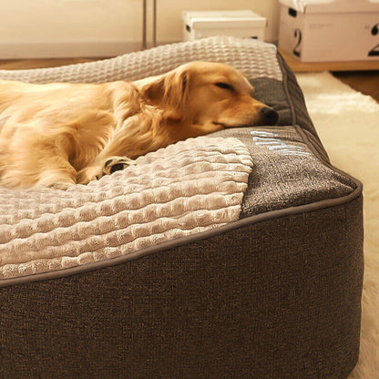 Large Scratch-Resistant Dog Bed with Orthopedic Spine Support