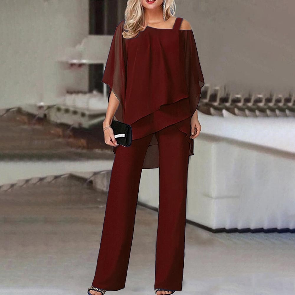 Women's Asymmetrical Blouse and Long Pants | 2-Piece