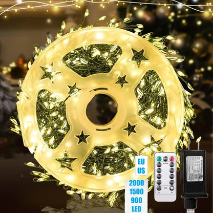 LED Firework String Lights | Remote Control Included | 30–75 m | 900–2000 LEDs | IP65 Waterproof | Perfect for Christmas, Halloween & Parties