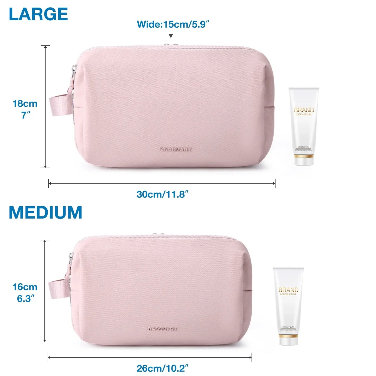 Waterproof Cosmetic Bag for Men & Women | Lightweight Toiletry Bag in S/M/L | Travel Accessories for Toiletries & Makeup | Unisex Travel Organizer