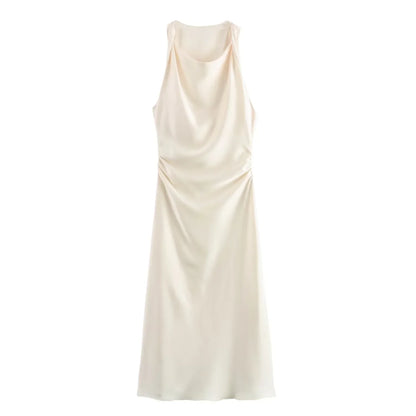 Women's Cowl Neck Sleeveless Cocktail Dress | Midi