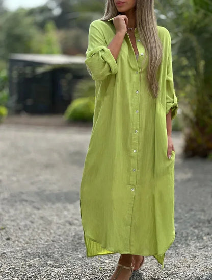 Women's Long Sleeve Summer Shirt Dress | Maxi