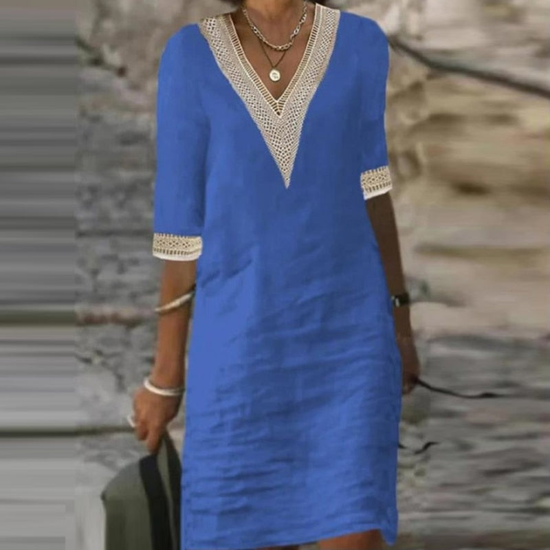 Women's Boho Style V-Neck Summer Dress | Mini