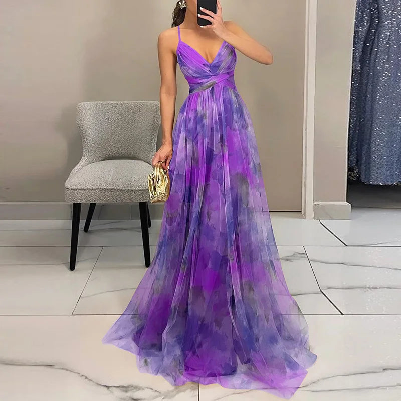 Women's Wedding Guest Dress with Spaghetti Straps | Maxi