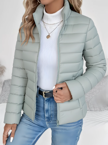 Women's Warm Winter Puffer Jacket | with Stand Collar