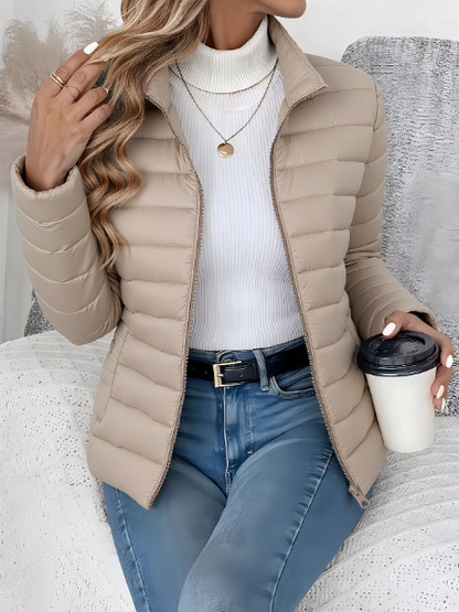 Women's Warm Winter Puffer Jacket | with Stand Collar