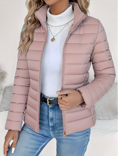 Women's Warm Winter Puffer Jacket | with Stand Collar