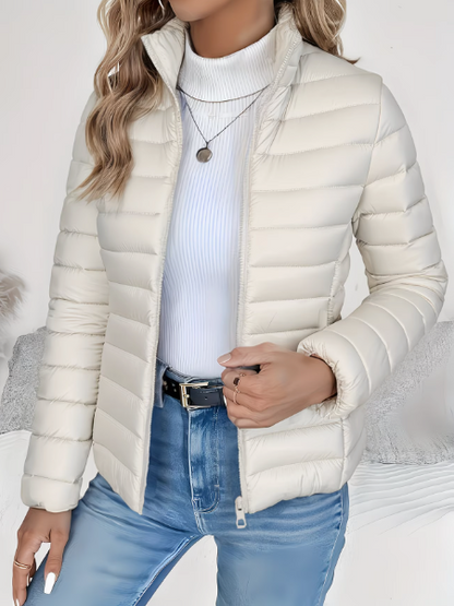 Women's Warm Winter Puffer Jacket | with Stand Collar