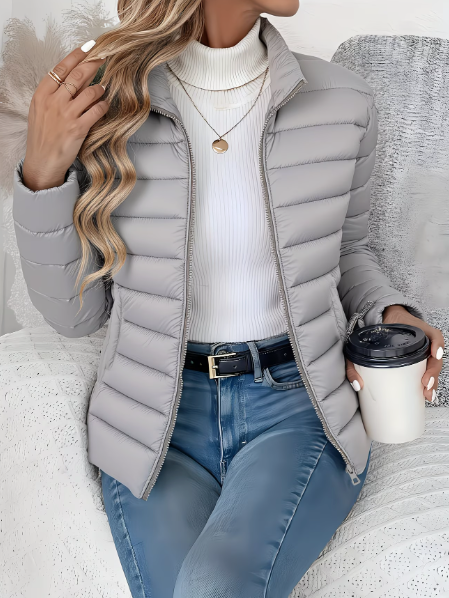 Women's Warm Winter Puffer Jacket | with Stand Collar