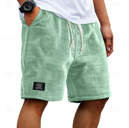 Men's Waffle Knit Casual Shorts | with Drawstring and Pockets