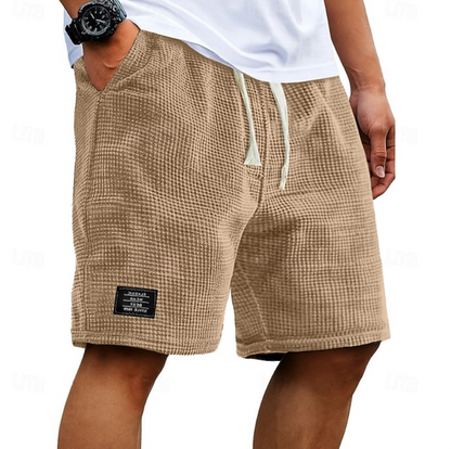 Men's Waffle Knit Casual Shorts | with Drawstring and Pockets
