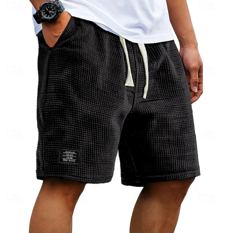 Men's Waffle Knit Casual Shorts | with Drawstring and Pockets