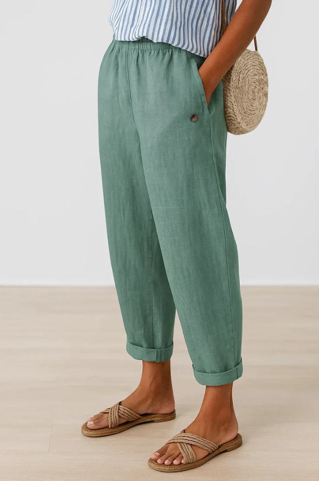 Women's Casual Cropped Ankle Pants | with Pockets