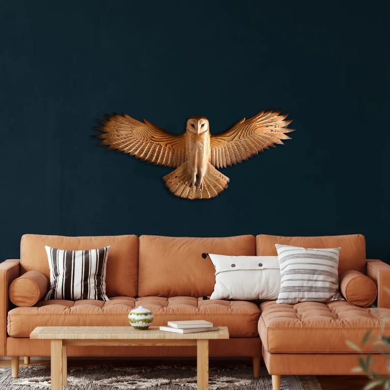 Handcrafted Barn Owl Wall Art – Natural Wood Decor