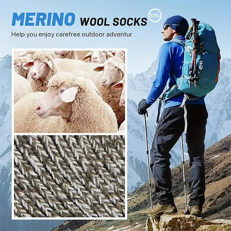 Extra Thick & Warm Merino Wool Socks | 5 Pairs | Ideal for Hiking & Winter | Unisex Sizes 38–46