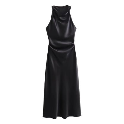 Women's Cowl Neck Sleeveless Cocktail Dress | Midi