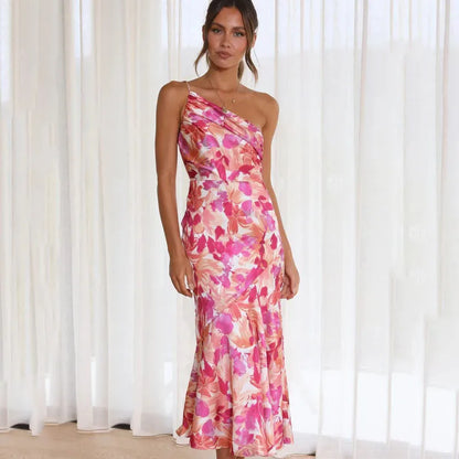 Women's One-Shoulder Floral Summer Dress | Midi