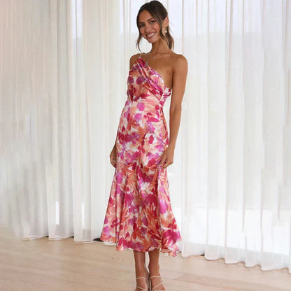 Women's One-Shoulder Floral Summer Dress | Midi