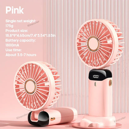 3-in-1 Mini Fan | LED Display | 5 Speed Settings | Battery with Power Bank Function | Portable & Standable