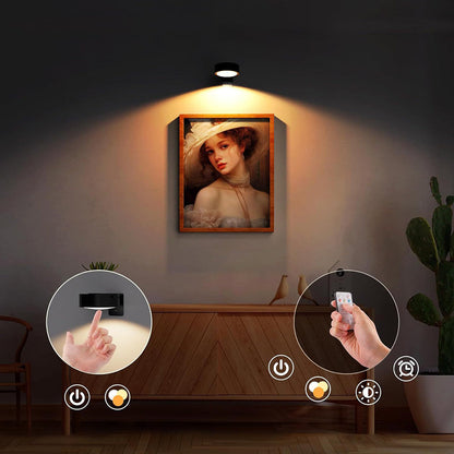 Remote-Controlled Wireless LED Picture Light – Magnetic, No Drilling, Available in Gold or Black