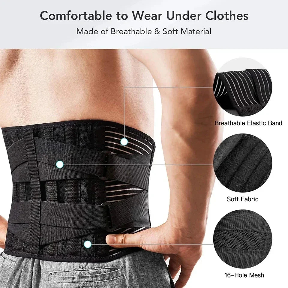 360° Lumbar Support Back Belt | Memory Aluminum & Steel Springs | Breathable & Discreet Under Clothing
