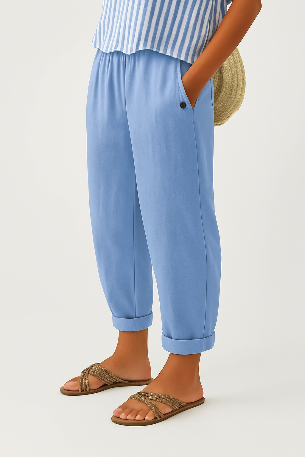 Women's Casual Cropped Ankle Pants | with Pockets