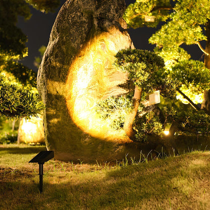 Adjustable Zoom Lens LED Solar Spotlight for Gardens - Weatherproof IP65 Warm White Energy Efficient Lighting for Lawns, Flower Beds, and Facades
