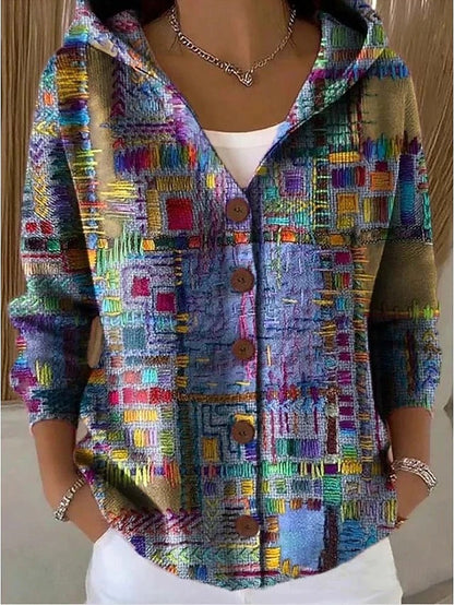 Women's Hooded Knit Cardigan with Buttons | Long Sleeve