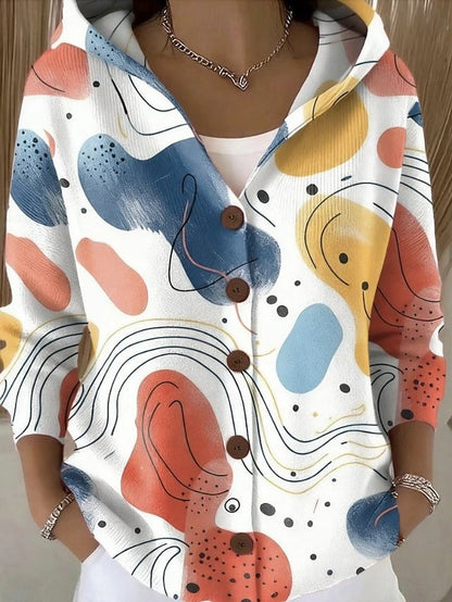 Women's Hooded Knit Cardigan with Buttons | Long Sleeve