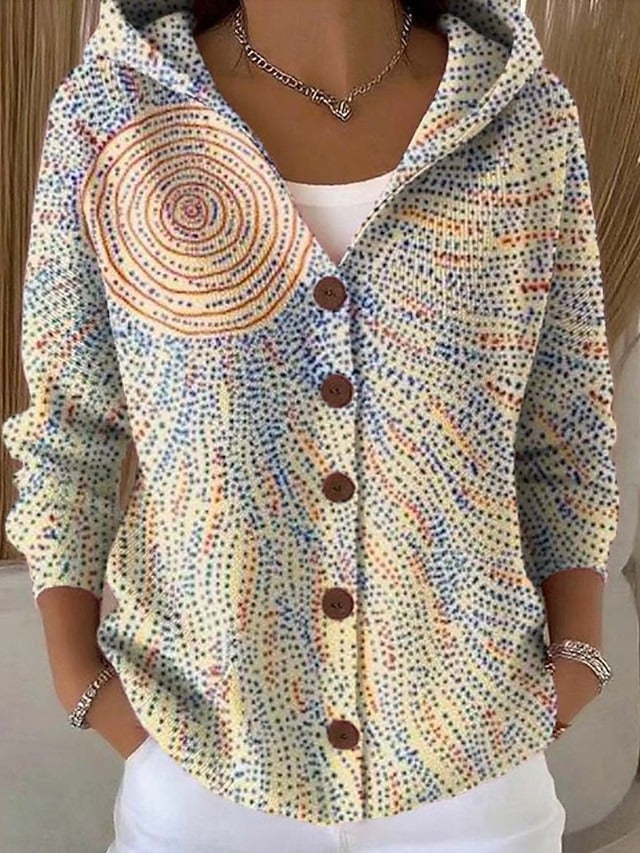 Women's Hooded Knit Cardigan with Buttons | Long Sleeve