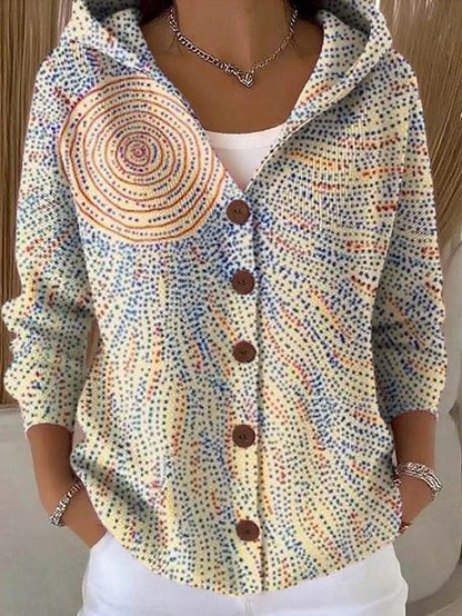 Women's Hooded Knit Cardigan with Buttons | Long Sleeve