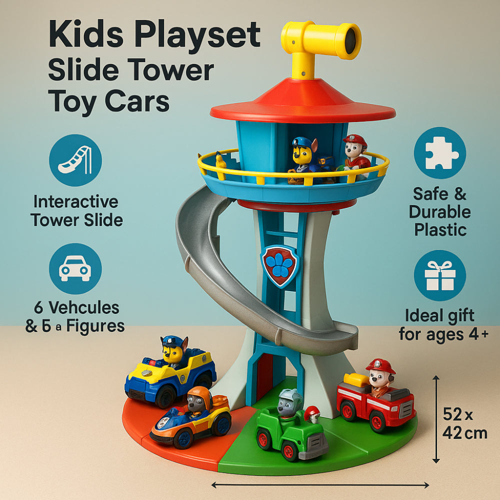 Kids' Learning Toy: Toy Car Play Tower with Slide