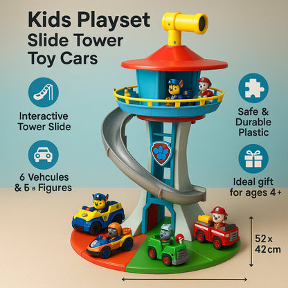 Kids' Learning Toy: Toy Car Play Tower with Slide