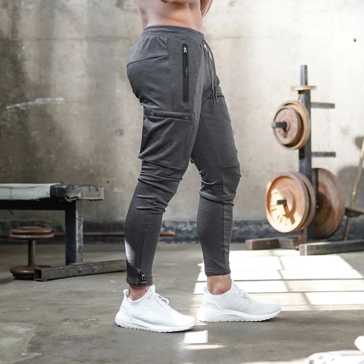 Men's Slim Fit Sporty Jogging Pants | with Zipper Pockets