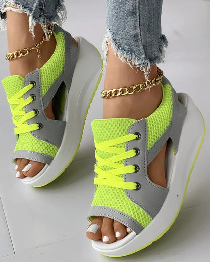 Women's Platform Wedge Sandals | Lace-Up