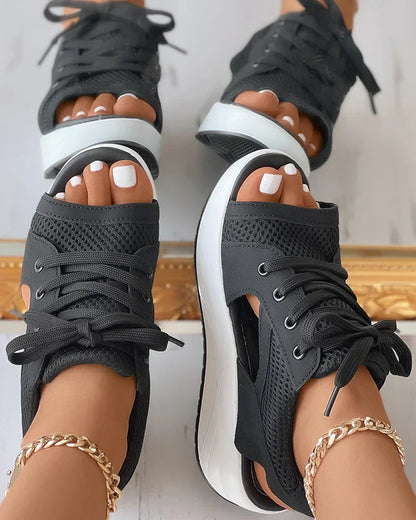 Women's Platform Wedge Sandals | Lace-Up