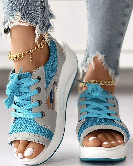 Women's Platform Wedge Sandals | Lace-Up